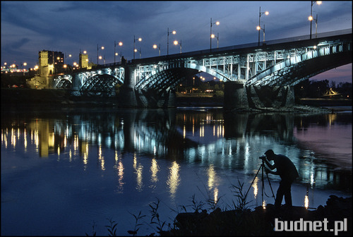 Warszawa, most Poniatowskiego nocą